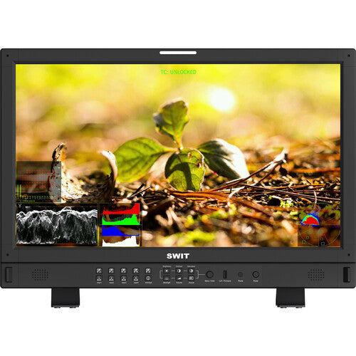 SWIT BM-U245HDR23.8" UHD 1000nit monitor with 12G-SDI, HDMI 2.0, 8K-ready, multiview, 18-bit processing, and optional fiber input.