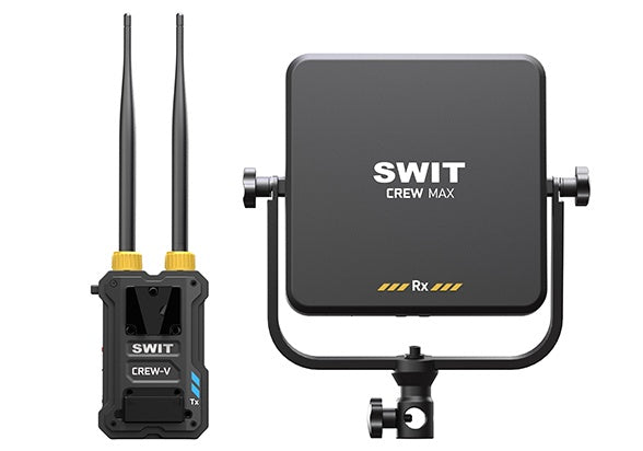 SWIT CREW-V MaxSDI/HDMI wireless system, 3km LOS range, USB-C output, V-mount power, 32ms latency, supports 4x receiver multicast.