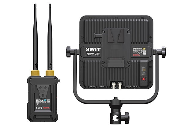 SWIT CREW-V MaxSDI/HDMI wireless system, 3km LOS range, USB-C output, V-mount power, 32ms latency, supports 4x receiver multicast.