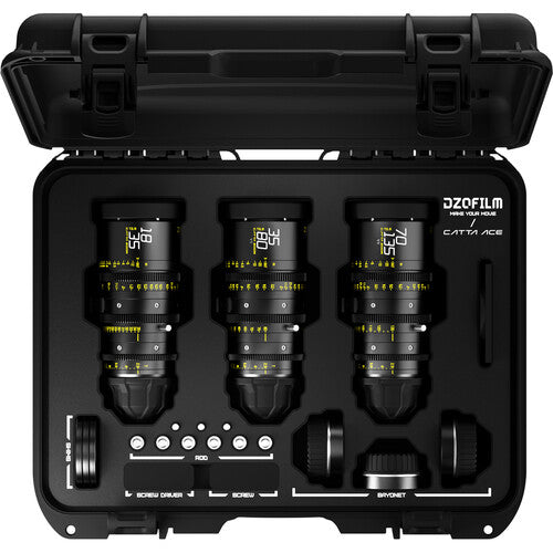 DZOFilm Catta Ace 3-lens KIT A2 18-35mm/ 35-80mm / 70-135mm FF/VV T2.9 - PL&EF Mount - in case