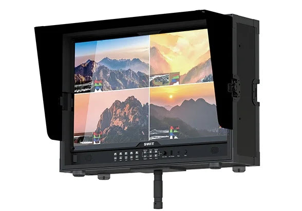 SWIT FM-U245HDR23.8" 4K HDR monitor, 12G-SDI/HDMI 2.0, quad-view, LUTs, scopes, V-mount, zero-latency, flight case, stand mount.