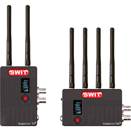 SWIT FLOW20005.1–5.9GHz wireless SDI/HDMI, 600m range, 32ms latency, multicast, OLED, encryption, DFS, 22-pair support, color-accurate.