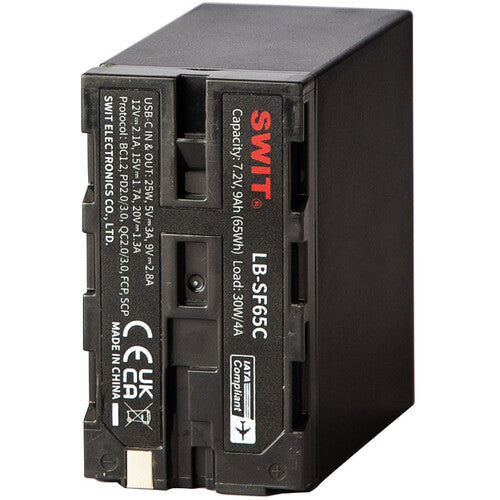 SWIT LB-SF65C65Wh Sony NP-F battery, 7.2V, 30W load, D-tap, USB-C 25W in/out