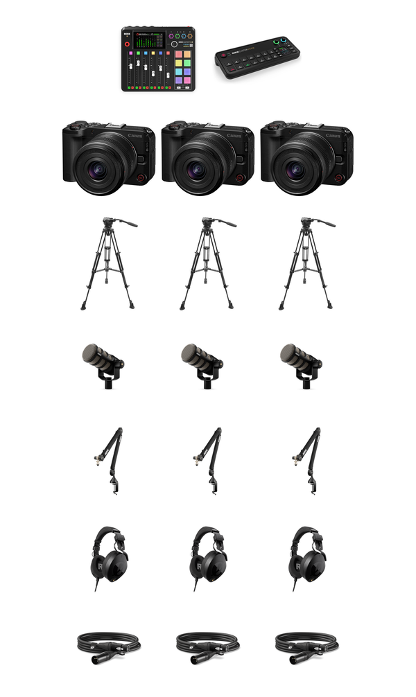 Canon EOS R50 V 3-Camera Live Podcast Bundle kit contents