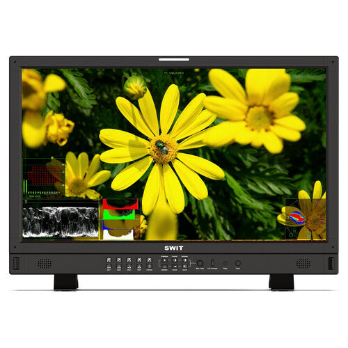 SWIT BM-U275HDR27" UHD 1000nit monitor with 12G-SDI, HDMI 2.0, 8K-ready, multiview, 18-bit processing, and optional fiber input.