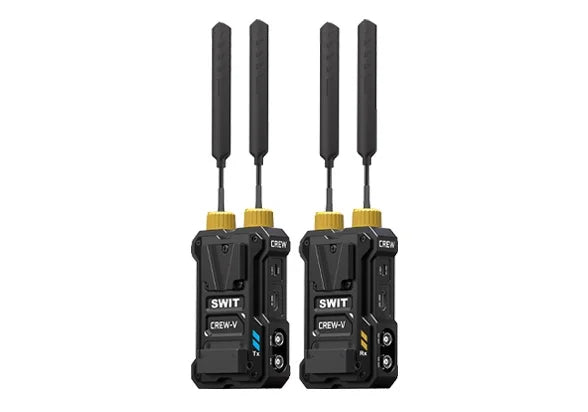 SWIT CREW-VSDI/HDMI wireless system, 1.2km LOS range, USB-C output, V-mount power, 32ms latency, supports 4x receiver multicast.