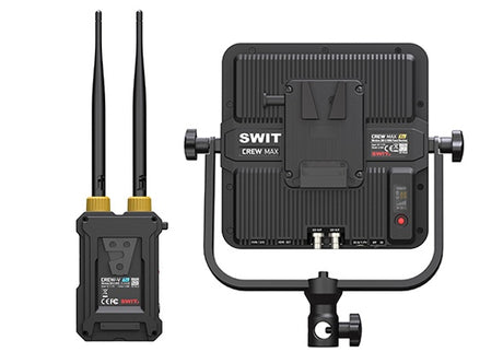 SWIT CREW-V MaxSDI/HDMI wireless system, 3km LOS range, USB-C output, V-mount power, 32ms latency, supports 4x receiver multicast.