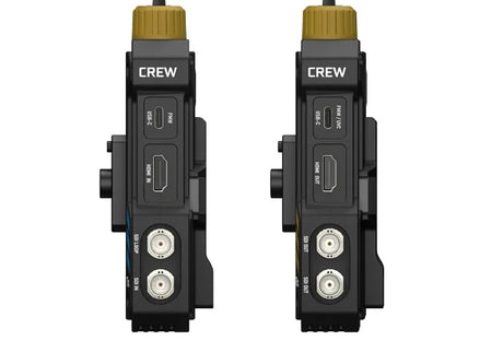 SWIT CREWWireless SDI/HDMI system, 1.2km range, USB-C capture, 32ms latency, supports multicasting to 4 receivers, NP-F/DC powered.