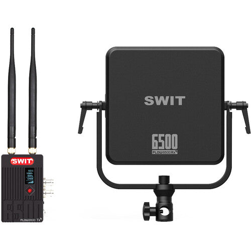 SWIT FLOW65005.1–5.9GHz wireless SDI/HDMI, 2km range, panel antenna, 32ms latency, multicast, DFS, OLED, encryption, 22-pair support.