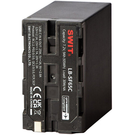 SWIT LB-SF65C65Wh Sony NP-F battery, 7.2V, 30W load, D-tap, USB-C 25W in/out