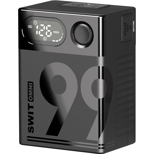 SWIT OMNI-99S99Wh pocket V-mount battery, 150W/12A load, D‑tap, barrel, USB-A, 65W USB-C PD, LED display