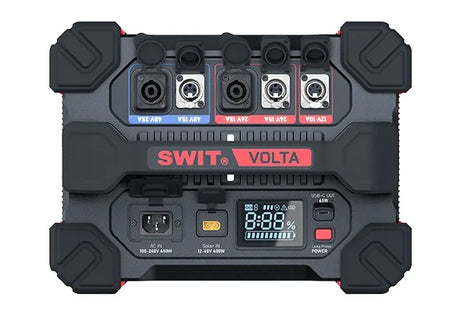 SWIT VOLTA-DC16001600Wh Li-ion floor battery, 450W AC charging, 400W solar input, 65W USB-C output, outputs while charging, LCD status, -20°C start, rugged housing
