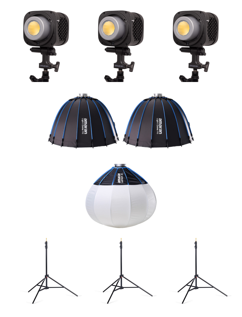 Podcast 3-Point Lighting Kit contents