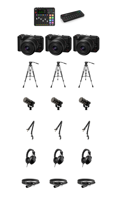 Canon EOS R50 V 3-Camera Live Podcast Bundle kit contents