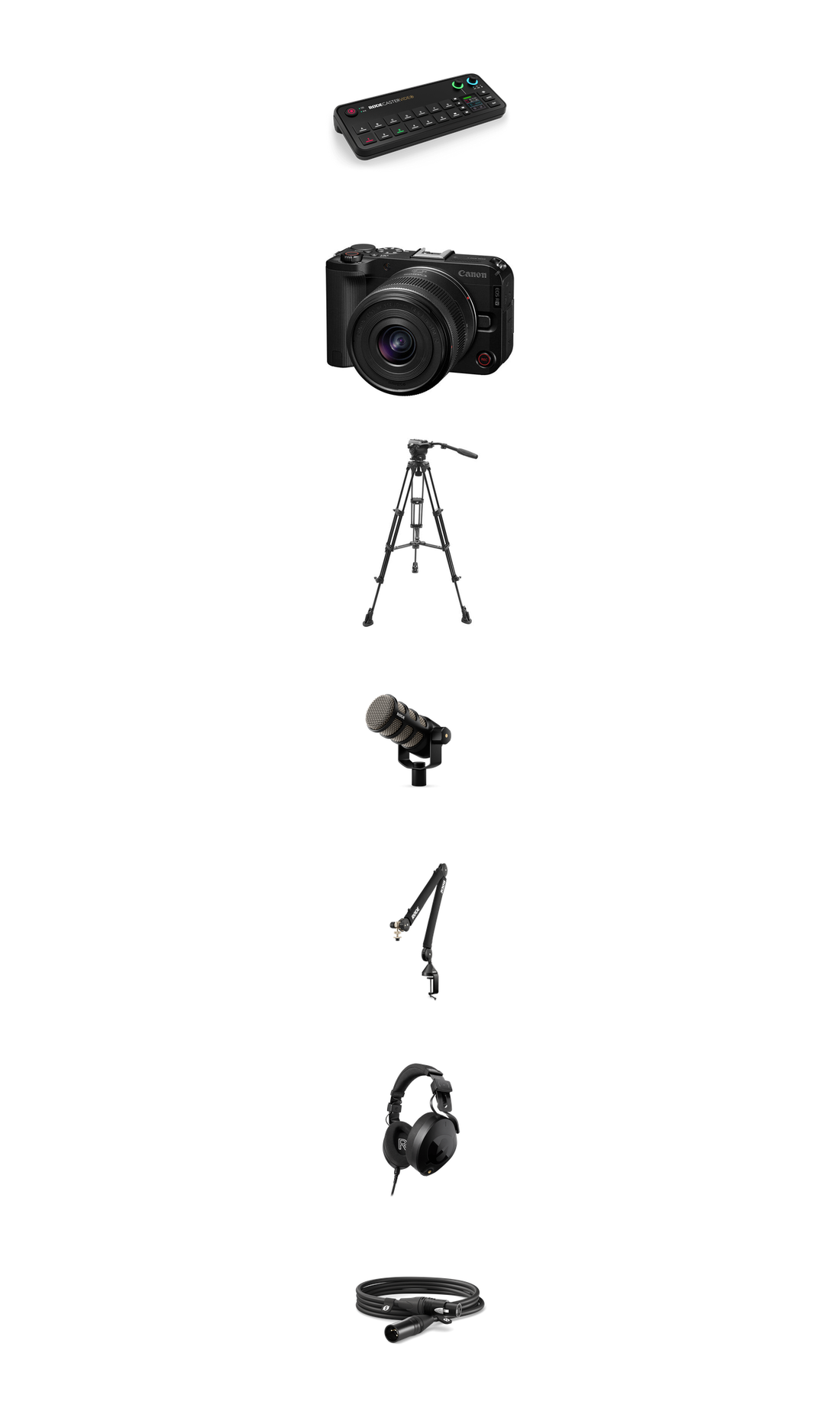 Canon EOS R50 V Solo Podcast Bundle kit contents