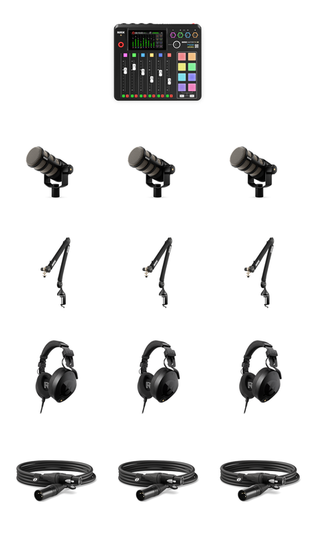 RODE Trio Podcast Package kit contents